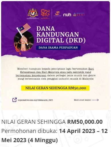 Contoh dana yang pernah dikeluarkan oleh Kerajaan dalam bidang muzik Image